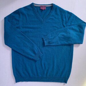 John Lewis Sweater Men Sz XXL 100% Cashmere V neck Italy Made Luxury Pullover